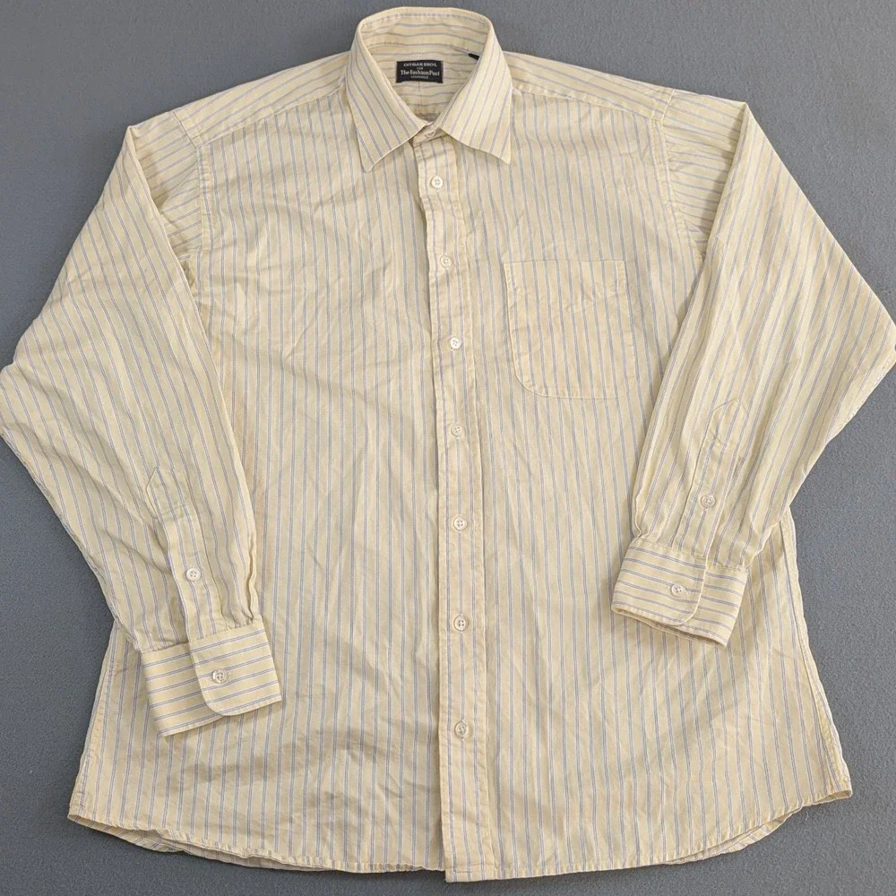 Gitman Bros Button Down Shirt‎ Mens 16 34 Yellow Blue Striped Long Sleeve